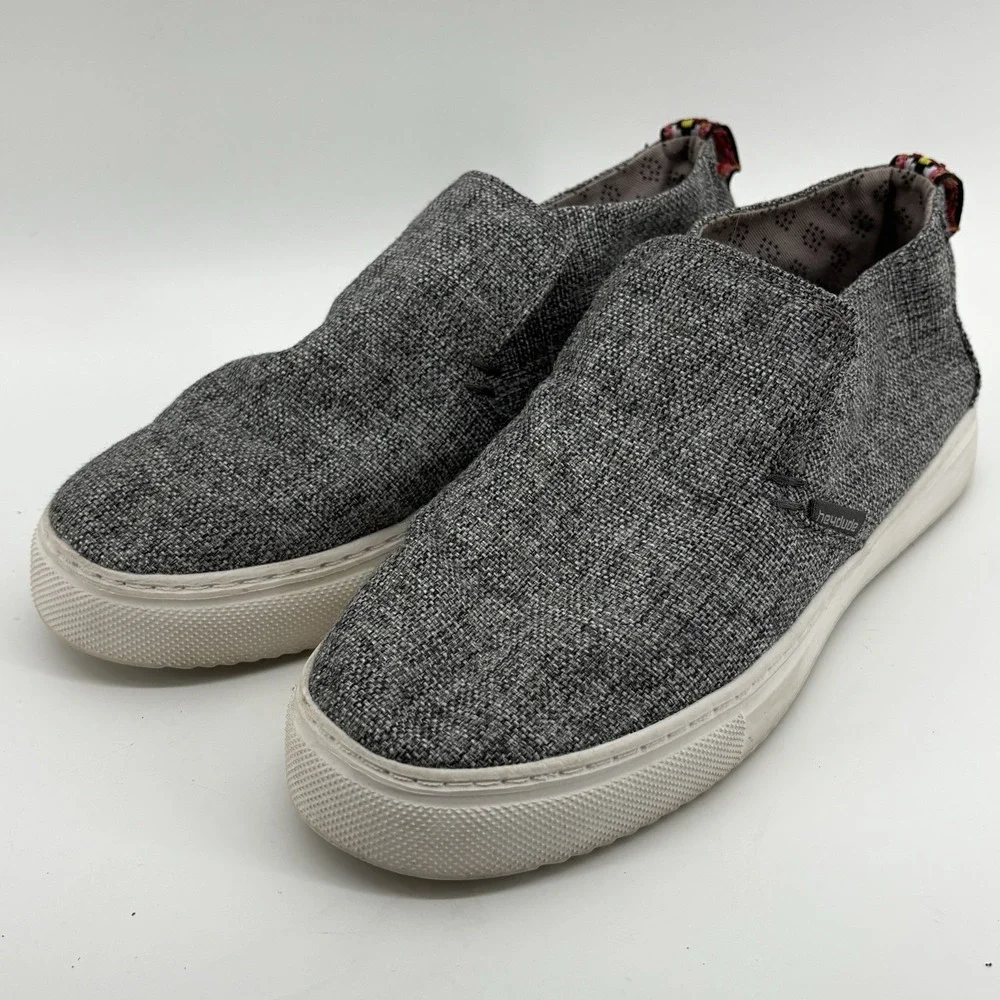 Hey Dude Peyton Womens 8 Linen‎ Grey Black Pull-On Shoes Low Top 6UK 39EU